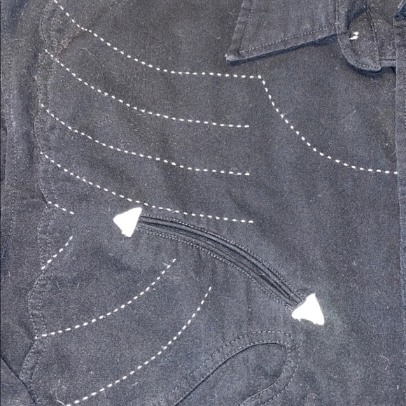 Mens Panhandle Slim XXL long sleeve black pearlsnap shirt - Picture 4 of 7